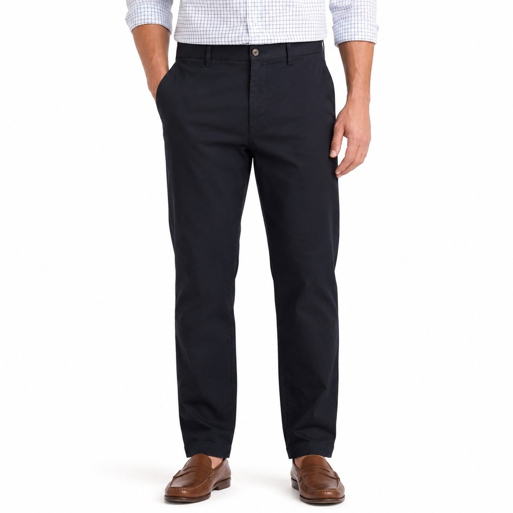 Dockers Chino Pants Mens 46x34 Navy Good Flat Front Big & Tall 100% Cotton